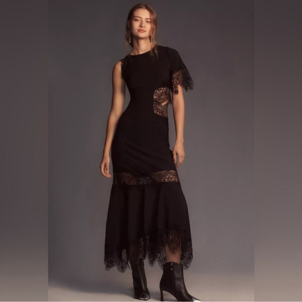 Anthropologie Black Asymmetrical Maxi Dress